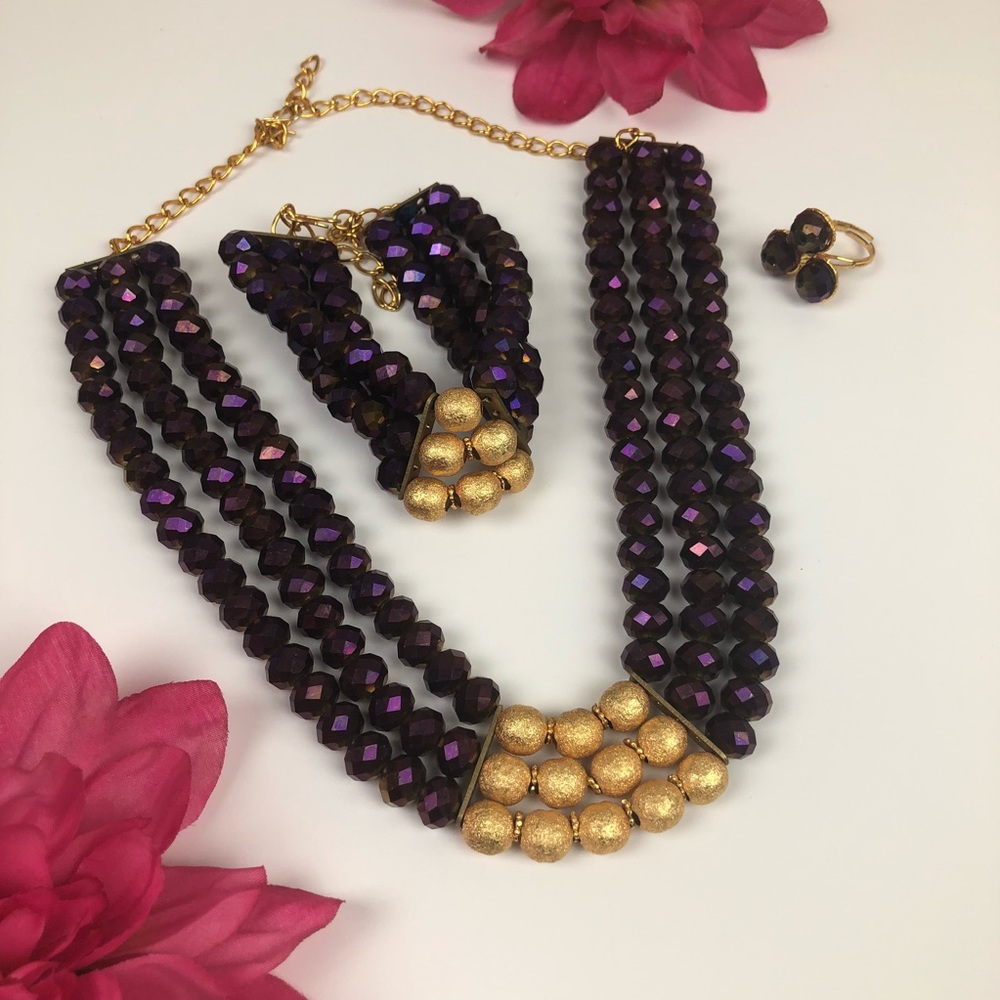 Purple/Gold Jewelry Set